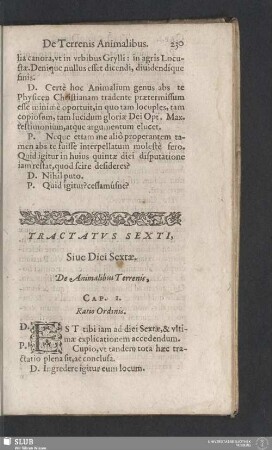 Tractatus Sexti, Sive Diei Sextae. De Animalibus Terrenis