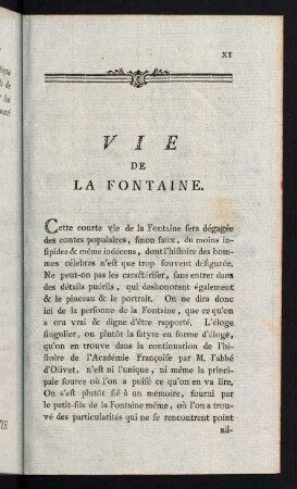 XI-XXIV, Vie De La Fontaine