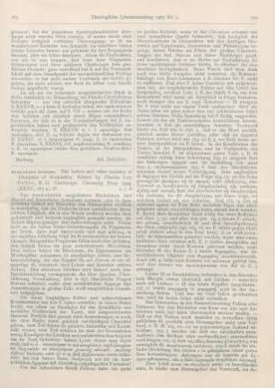 269-271 [Rezension] Dionysius von Alexandrien, Dionysios leipsana. Ed. by Chrles Lett