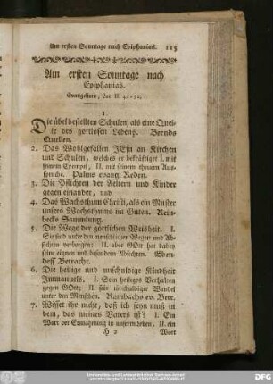 Am ersten Sonntage nach Epiphanias. Evangelium, Luc. II. 41 - 52.