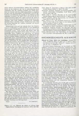 368-369 [Rezension] Clément de Rome, Épître aux Corinthiens.