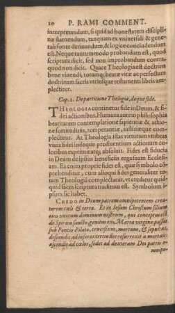 Cap. 2. De partitione Theologiae, deque fide.