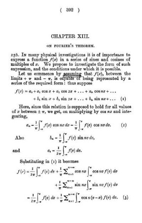 Chapter XIII. On Fourier's Theorem.