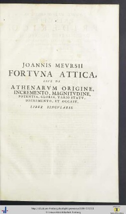 Joannes Meursius: Fortuna Attica …