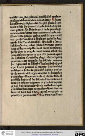 Nunc, karissimi, ad complacendum virgini gloriose convenit aliquid hic dicere de laude iam dictorum suorum...