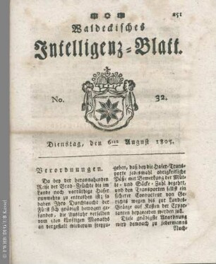 No. 32, Dienstag, den 6ten August 1805