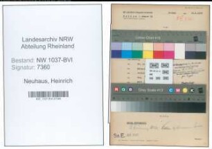 Entnazifizierung Heinrich Neuhaus , geb. 07.11.1887 (Kaufm.Angestellter)