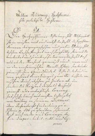 Ältere Schleswig-Holsteinische politische Historie.