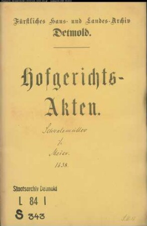 Schwalemüller, Kord zu Osnabrück gegen Franz Friedrich Meiers Witwe - Schuldforderung