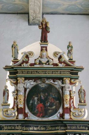 Deutschland. Niedersachsen. Rastede. Sankt Ulrich Kirche von 1059. Altar von 1636. Detail