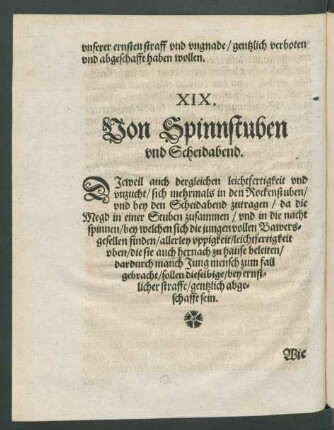 XIX. Von Spinnstuben ...