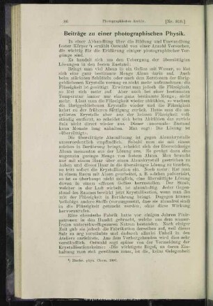Beiträge zu einer photographischen Physik
