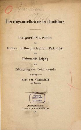 Über einige neue Derivate der Akonitsäure