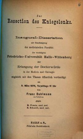 Zur Resection des Kniegelenks : Inaug. - Diss.