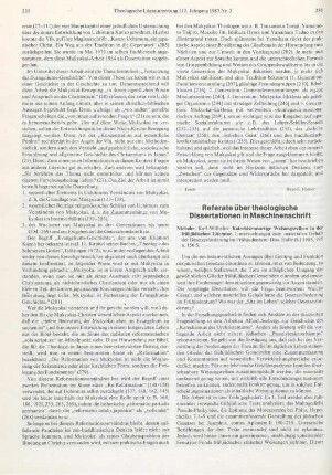 Referate über theologische Dissertationen in Maschinenschrift