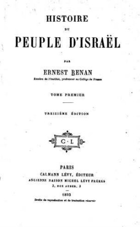 In: Histoire du peuple d'Israël ; Band 1