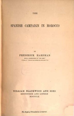 The Spanish Campaign in Morocco (17. Nov. 1859 - 10 Avril 1860)