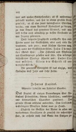 Zehntes Kapitel. Allgemeine Uebersicht von Robinsons Charakter.
