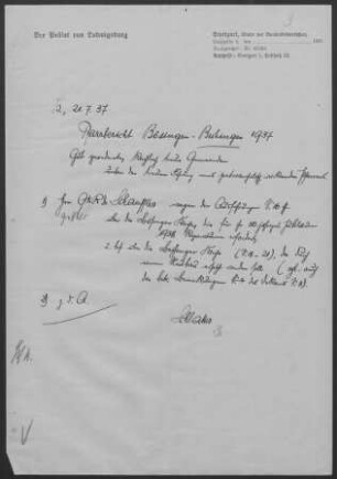 Bösingen-Beihingen: Pfarrbericht 1937