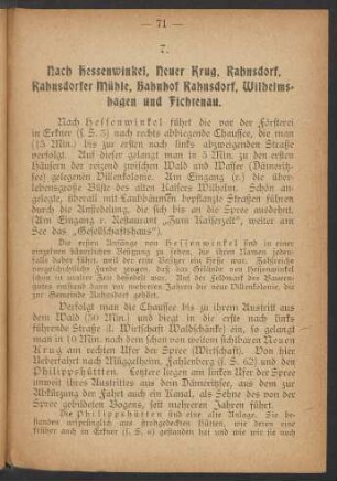 7. Nach Hessenwinkel, Neuer Krug, Rahnsdorf, Rahnsdorfer Mühle, Bahnhof Rahnsdorf, Wilhelmshagen und Fichtenau
