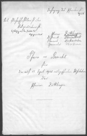 Züttlingen: Pfarrbericht 1926