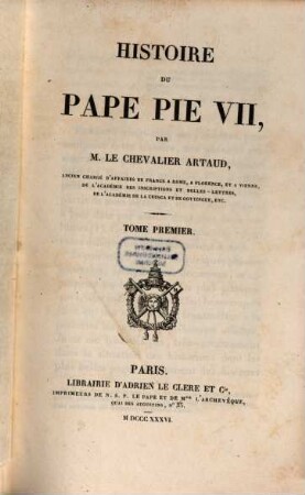 Histoire du Pape Pie VII, 1