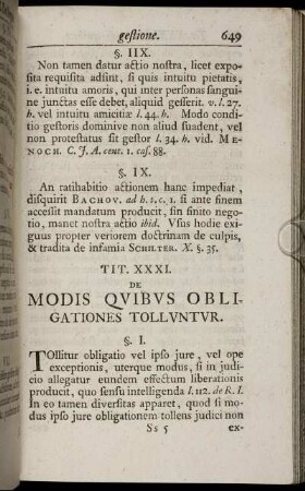 Tit. XXXI. Modis Quibus Obligationes Tolluntur. - Tit. XXXIV. De Regressu.