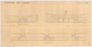 Sportfield Kairo Main Stadium: 3 Ansichten (Eingangstore) South, North and East Elevation 1:100