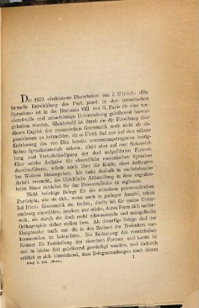 Das Participium praeteriti im Altprovenzalischen : (nach den Reimen der Trobadors)