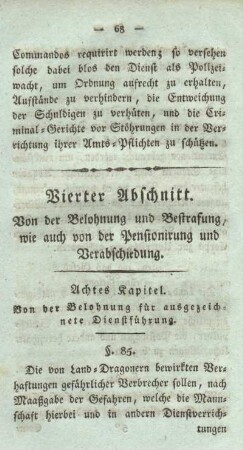 Achtes Kapitel. Von der Belohnung für ausgezeichnete Dienstführung.