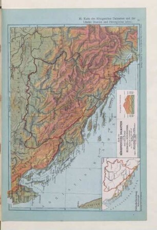 Karte des Königreiches Dalmatien und der Reichsländer Bosnien & Hercegovina (phys.)