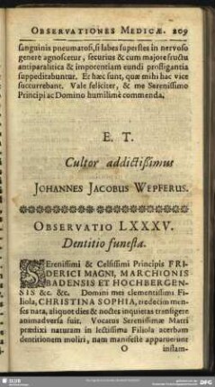 Observatio LXXXV. Dentitio funesta