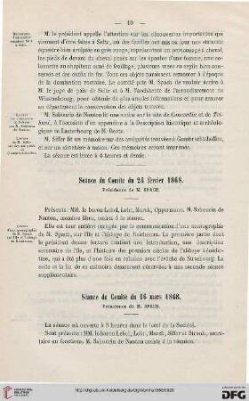 Séance du Comité du 16 mars 1868