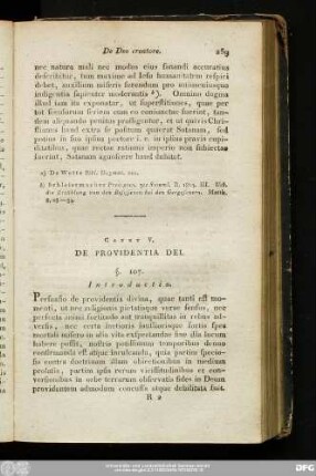 Caput V. De Providentia Dei.