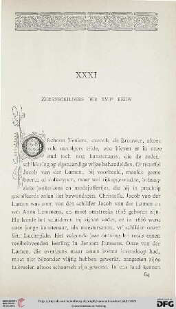 XXXI. Zedenschilders der XVIIe EEUW