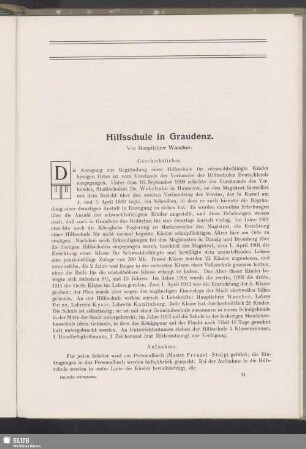 Hilfsschule in Graudenz