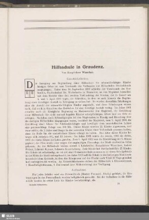 Hilfsschule in Graudenz