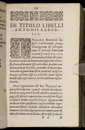 De Titulo Libelli Antonii Sadeelis.