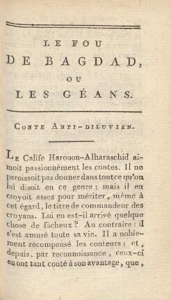 Le fou de Bagdad, ou les Géans