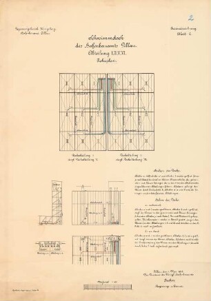 Schwimmdock der Hafenbauinspektion, Pillau: Abteilung I, II, V, VI: Rohrplan 1:100