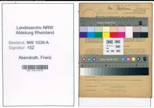 Entnazifizierung Franz Abendroth , geb. 23.11.1910 (Elektriker)
