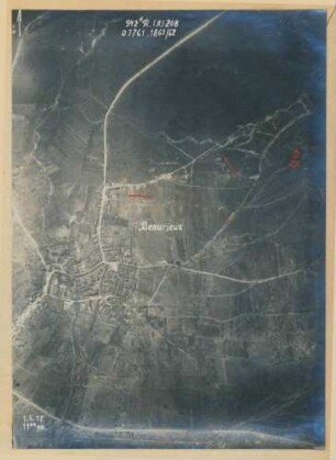 Foto der Stellungen bei Beaurieux (Luftbild)