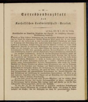 Correspondenzblatt des Kurhessischen Landwirthschaft-Vereins