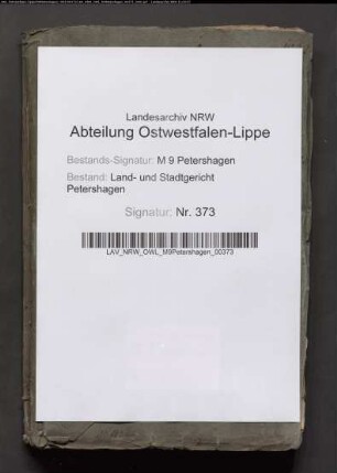 Teilungsrezeß der Gemeinheiten zu Windheim