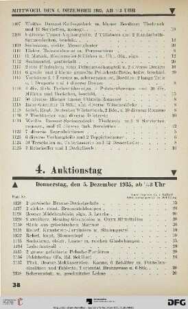 4. Auktionstag Donnerstag, den 5. Dezember 1935, ab ½ 3 Uhr (Nr. 1126-1500)
