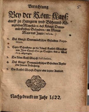 Verrichtung bey der Röm. Kays. ... Mayestät etc. deß Königl. Dennemärckischen Gesandten ...