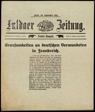 Zweite Ausgabe vom Mittwoch, den 30. September 1914.