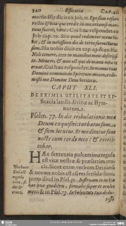 Caput XLI. De Eximia Utilitate Et Efficacia laudis divinae ac Hymnorum