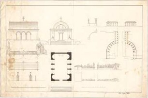 Voit, Johann Michael; Affing (Bayern); Entwurf für eine Friedhofskapelle - Grundrisse, Ansichten, Details