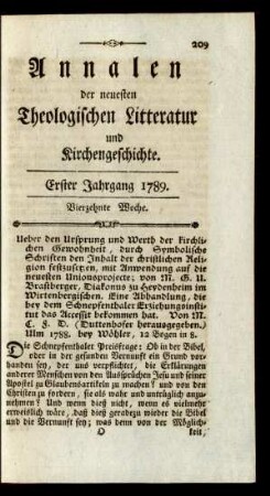 Vierzehnte Woche